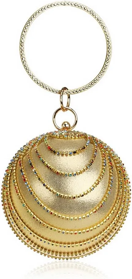Women's Ball Shape Crystal Evening Clutch Purse Wedding Party HandBags