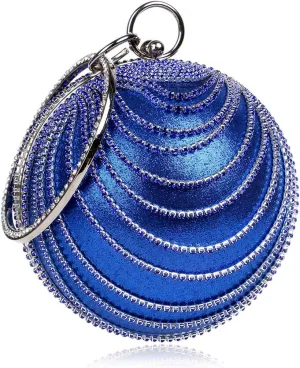 Women's Ball Shape Crystal Evening Clutch Purse Wedding Party HandBags