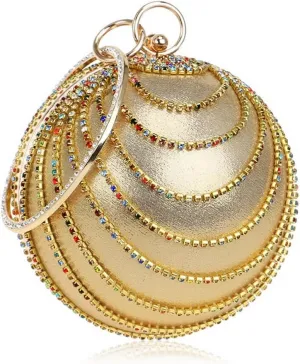 Women's Ball Shape Crystal Evening Clutch Purse Wedding Party HandBags