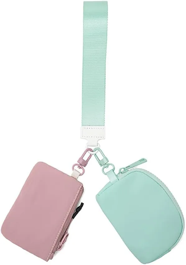 Women's Dual Pouch Zip Wristlet Wallet - Portable Coin Purse & Coin Pocket, Mini Wallet Detachable Card Holder package