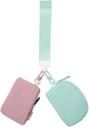 Women's Dual Pouch Zip Wristlet Wallet - Portable Coin Purse & Coin Pocket, Mini Wallet Detachable Card Holder package