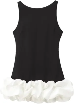 Women's Elegant Party Dresses Round Neck Sleeveless Camisole Dress Layered Decoration Short Backless Dress