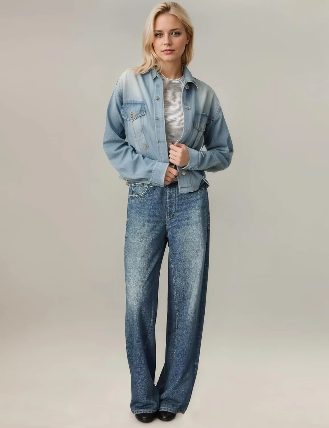 Womens French Terry Wide Leg Sweatpants Jeans Stretch Breathable Comfort Pants for Casual & Workout Y2K Clothes