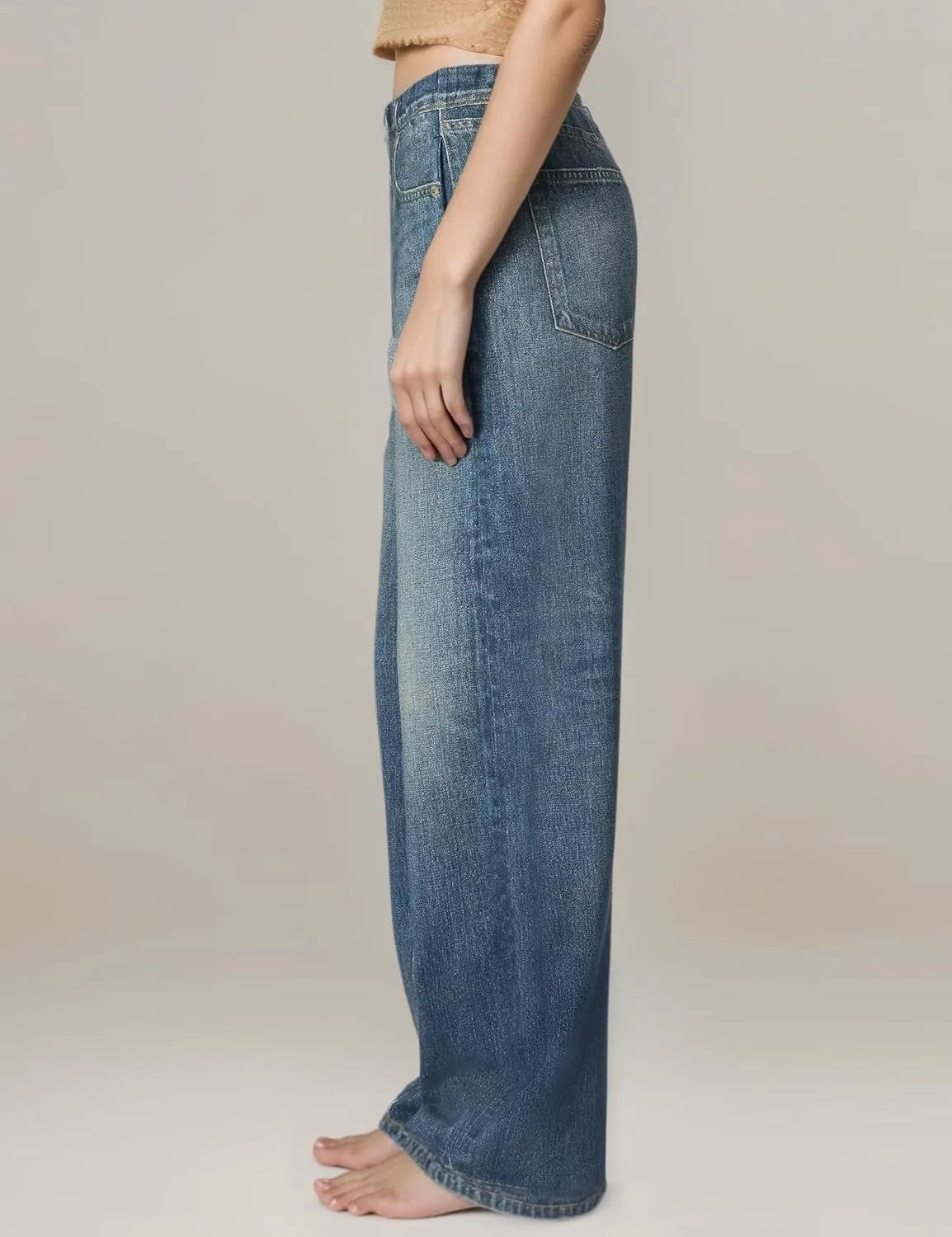 Womens French Terry Wide Leg Sweatpants Jeans Stretch Breathable Comfort Pants for Casual & Workout Y2K Clothes