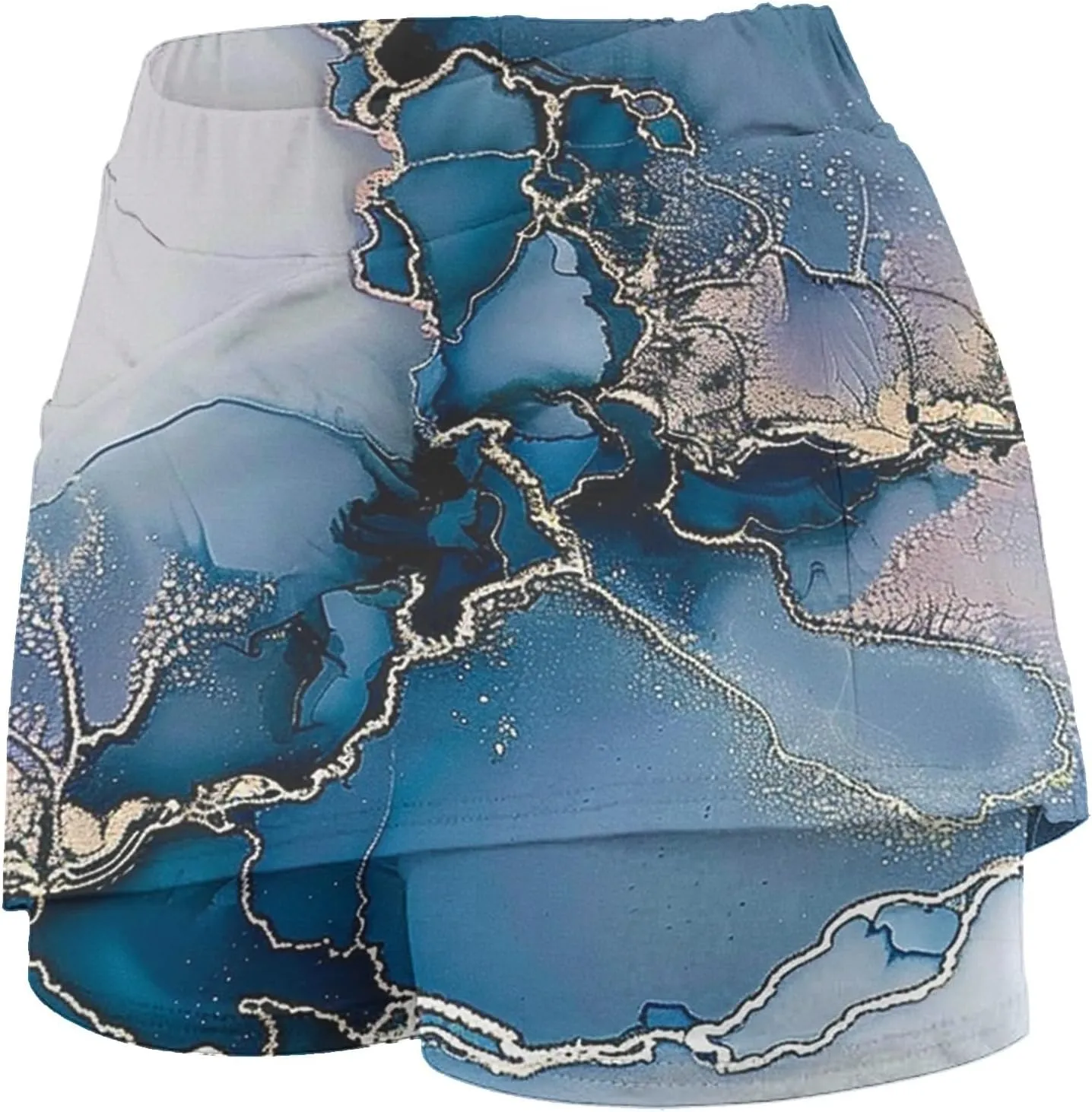 Womens Golf Skorts Skirts Tie Dye Printed High Waisted Tennis Skirt with Shorts Sports Bottoming Skirts