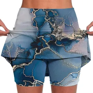 Womens Golf Skorts Skirts Tie Dye Printed High Waisted Tennis Skirt with Shorts Sports Bottoming Skirts