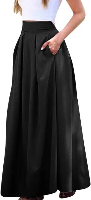 Women's Large Solid Color Pocket High Waist Ol Half Skirt Pleated Skirt Small Knit