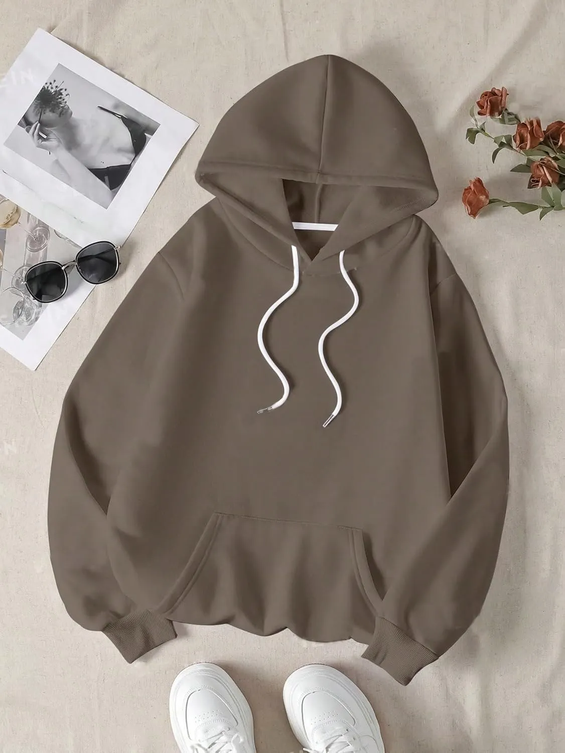 Women's Letter Print Hoodies Oversized Sweatshirt Long Sleeve Tops Pullover Pocketed Streetwear Women Outfits