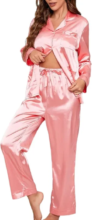 Womens Long Sleeved Pajamas Soft Button Loungewear Pajamas And Casual Suits Women Pajamas with Stretch