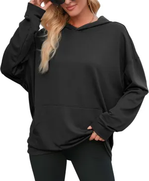 Womens Oversized Hoodies Long Sleeve Sweatshirts Drop Shoulder Pullover Shirts Top Fall Outfits with Pocket