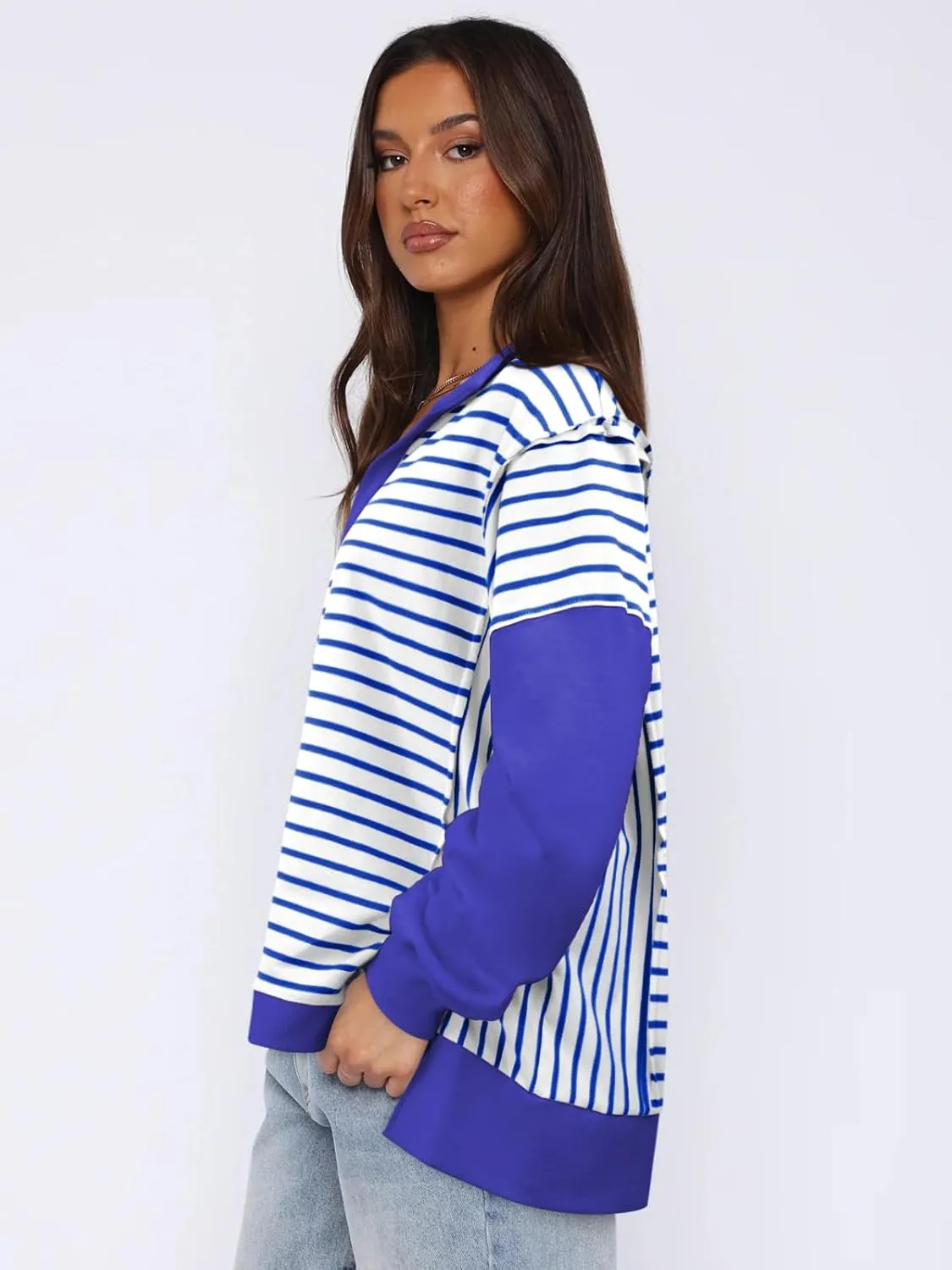 Womens Oversized Sweatshirts Striped Hoodies Trendy Clothes