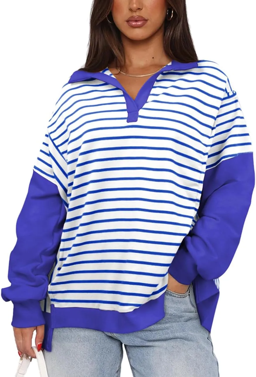 Womens Oversized Sweatshirts Striped Hoodies Trendy Clothes
