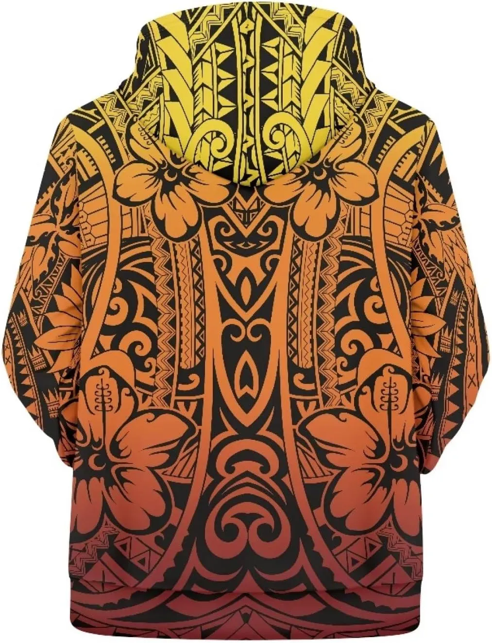 Womens Polynesian Tribal Tattoo Print Hoodies Drawstring Puletasi Tatau Ptaha Pullover Sweatshirt with Pocket