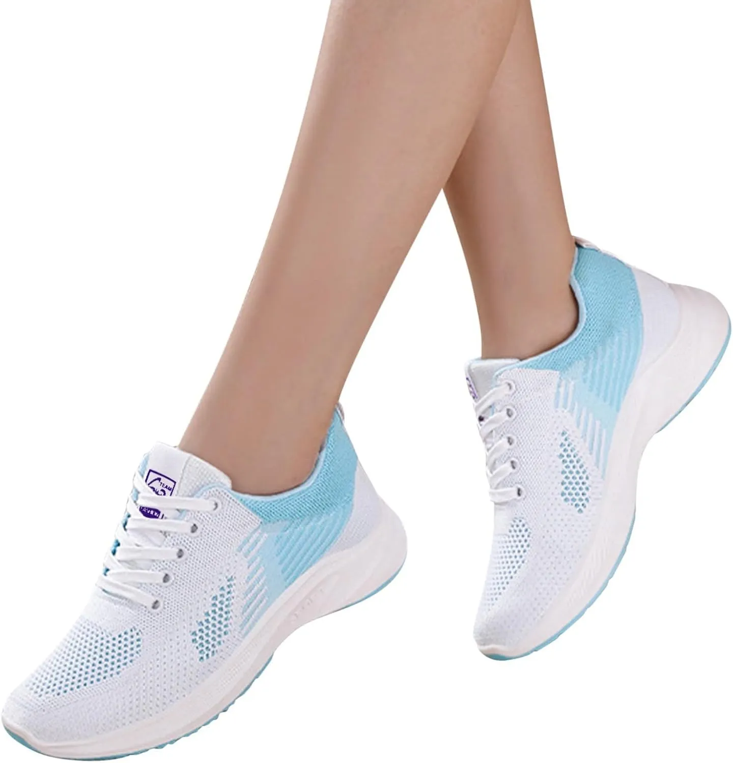 Womens Running Sneakers Breathable Flying Woven Lace Up Walking Shoes Summer Casual Non Slip Outdoor Sports Shoes
