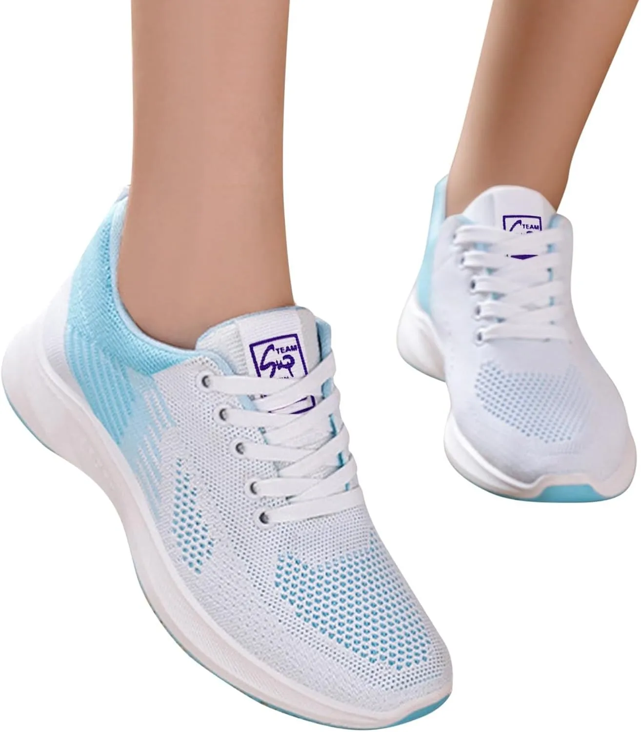 Womens Running Sneakers Breathable Flying Woven Lace Up Walking Shoes Summer Casual Non Slip Outdoor Sports Shoes