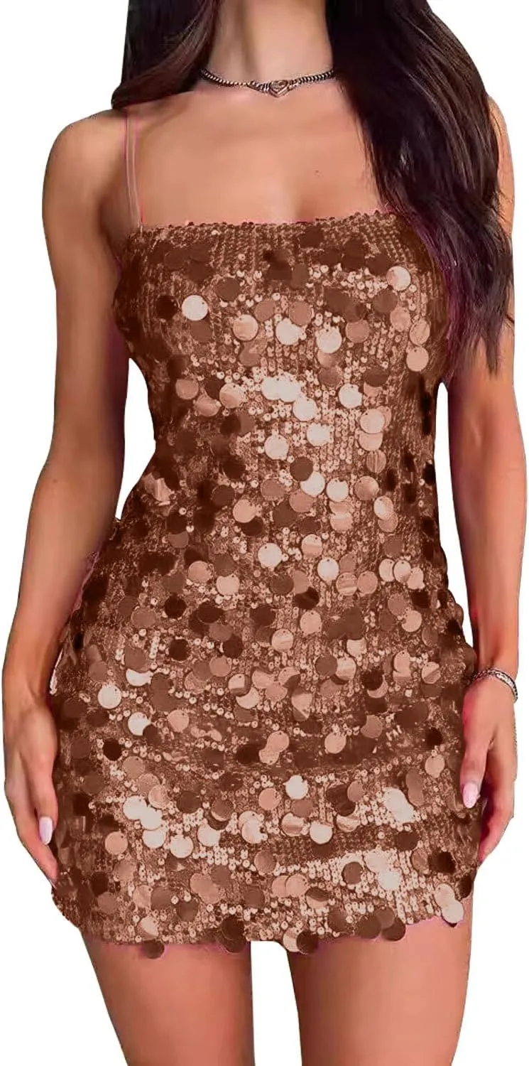 Women's Sequin Mini Dresses Prom 2025 Short Bodycon Cocktail Dresses Sexy Sparkly Homecoming Dress for Teen RHH133