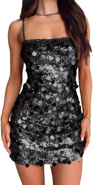 Women's Sequin Mini Dresses Prom 2025 Short Bodycon Cocktail Dresses Sexy Sparkly Homecoming Dress for Teen RHH133