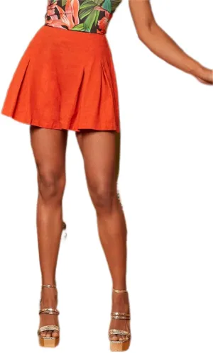 Women's Shorts Solid Fold Pleated Detail Skort