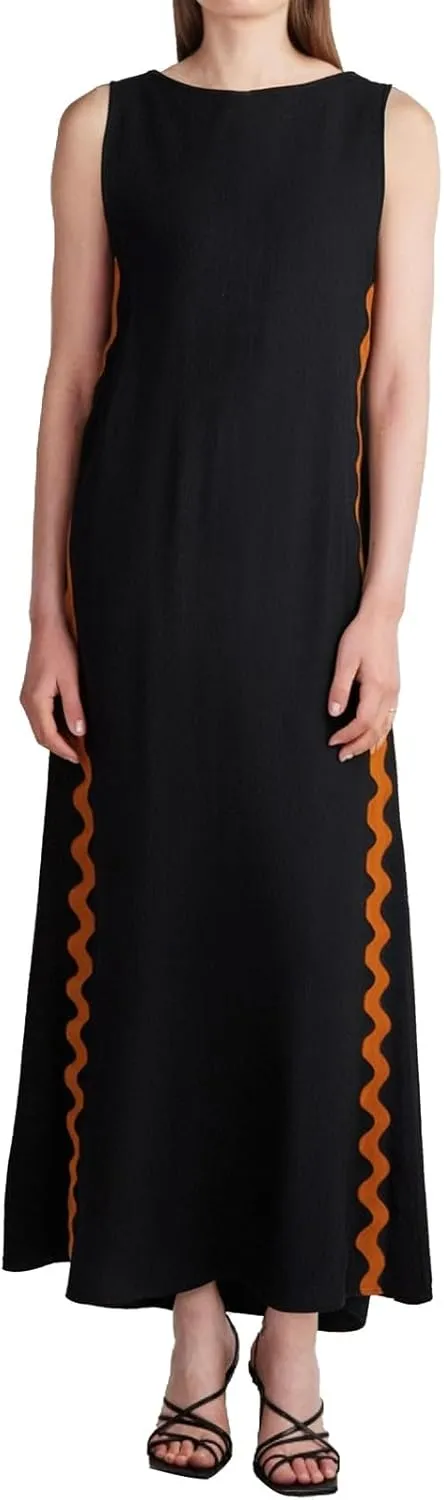 Women's Sleeveless Round Neck Solid Color Lace Slit Midi Dress Women Dresses Log