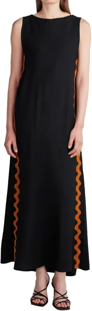Women's Sleeveless Round Neck Solid Color Lace Slit Midi Dress Women Dresses Log