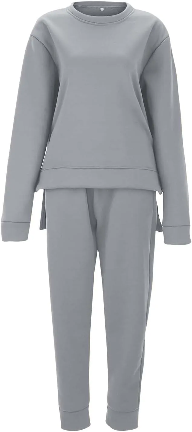 Women's Two Piece Tracksuit Fall Long Sleeve V Neck Althteic Outfit Hoodie Sweatshirt Long Pants Outfits