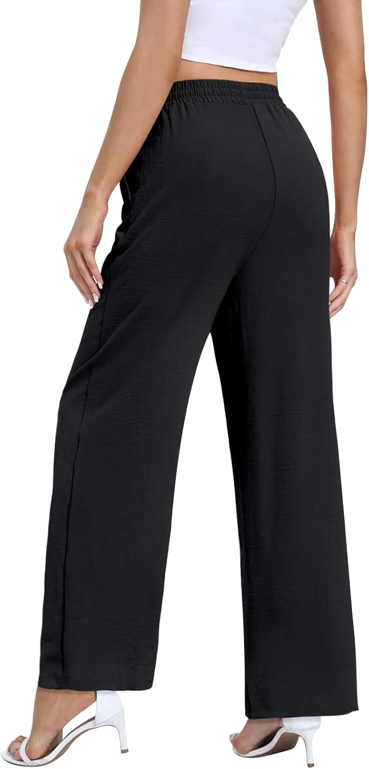 Yicro Womens High Waisted Wide Leg Pants with Pockets Casual Loose Palazzo Trousers