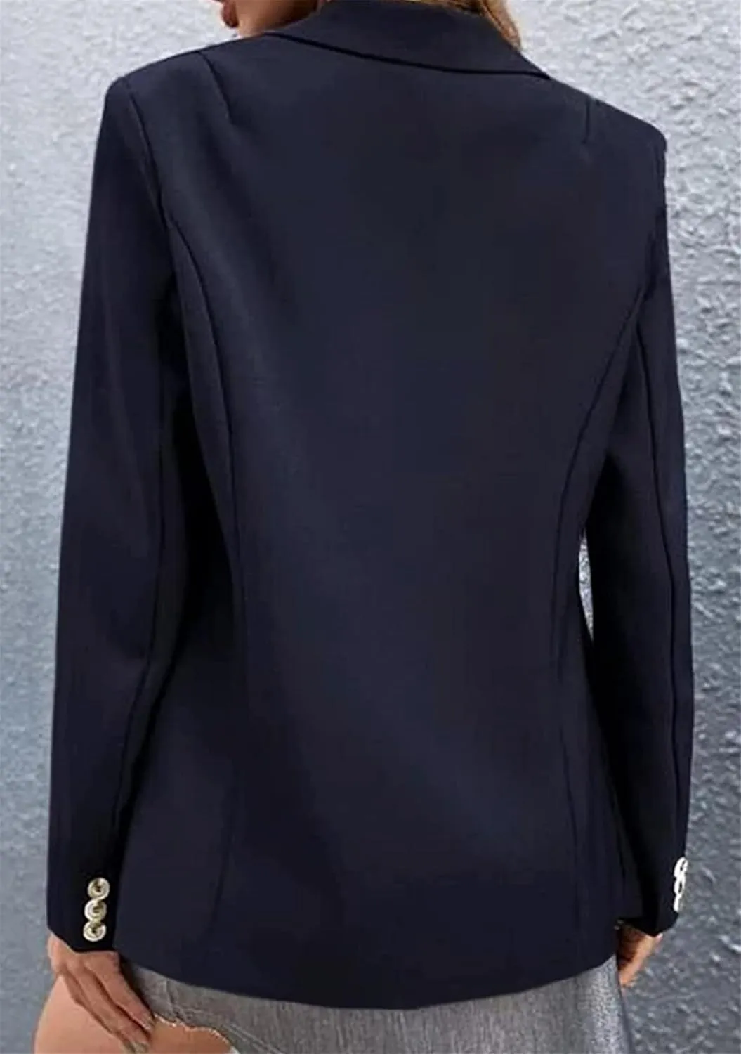 YMING Women's Long Sleeve Slim Suit Jacket Lapel Open Blazer Casual Button Down Work Office Cardigan Overcoats