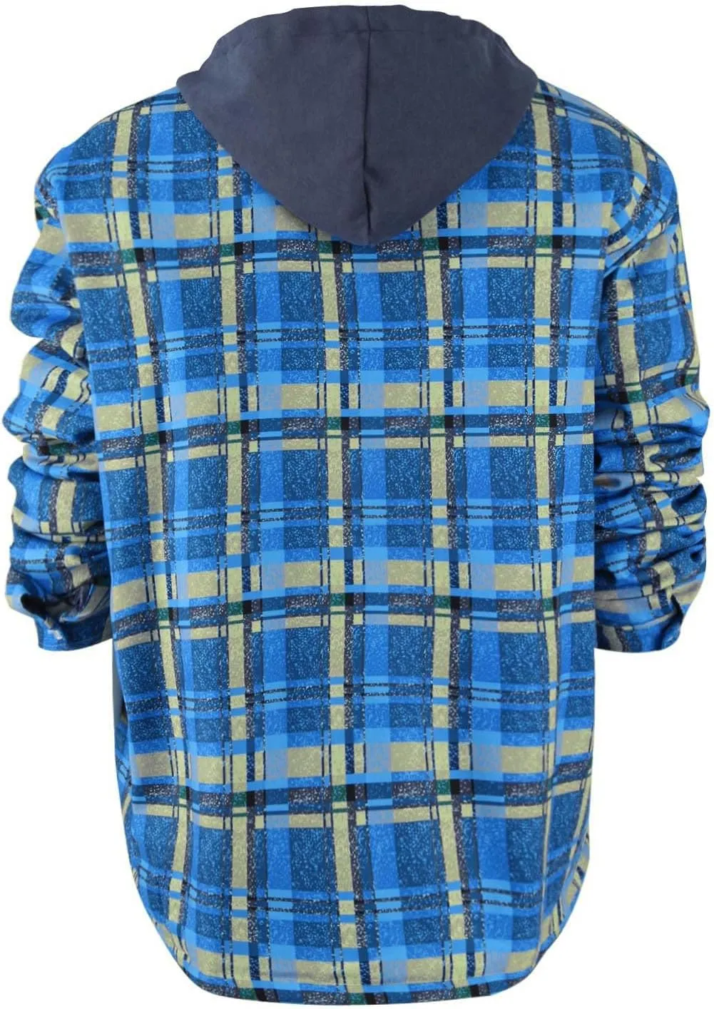 Ymosrh Hoodies for Men Quilted Lined Button Down Plaid Shirt Add Velvet to Keep Warm Jacket with Hood Mens Jackets