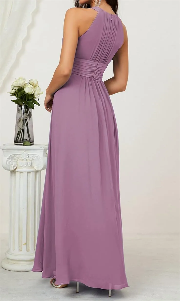 YRGERATON Women's Scoop Neck Mother of The Bride Groom Dresses A-Line Chiffon Evening Grandmother Gowns