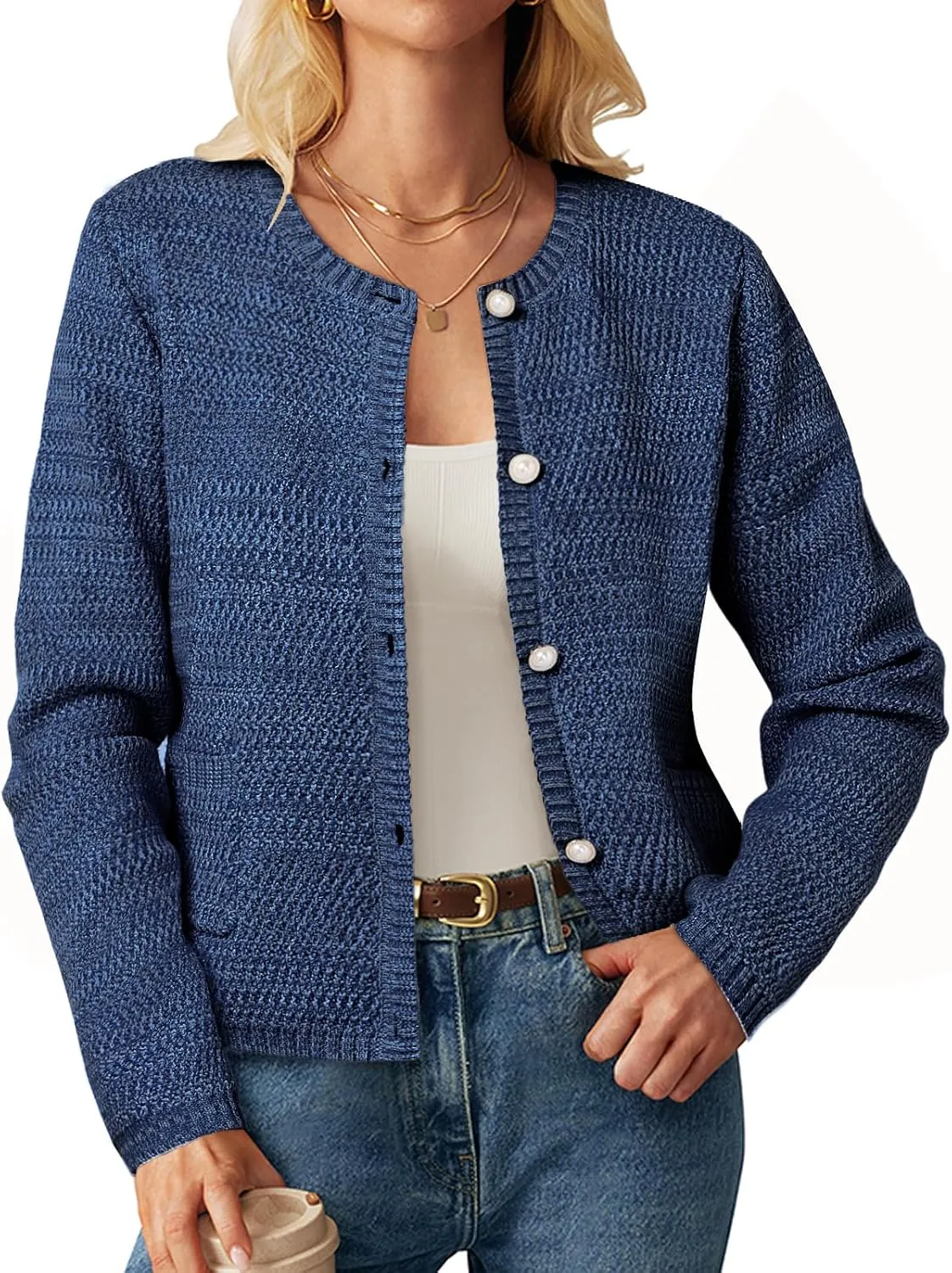 ZANZEA Knit Cardigan Sweater Casual Long Sleeve Open Front Button Down Pockets Lady Jackets 2024 Fall Fashion Outwear
