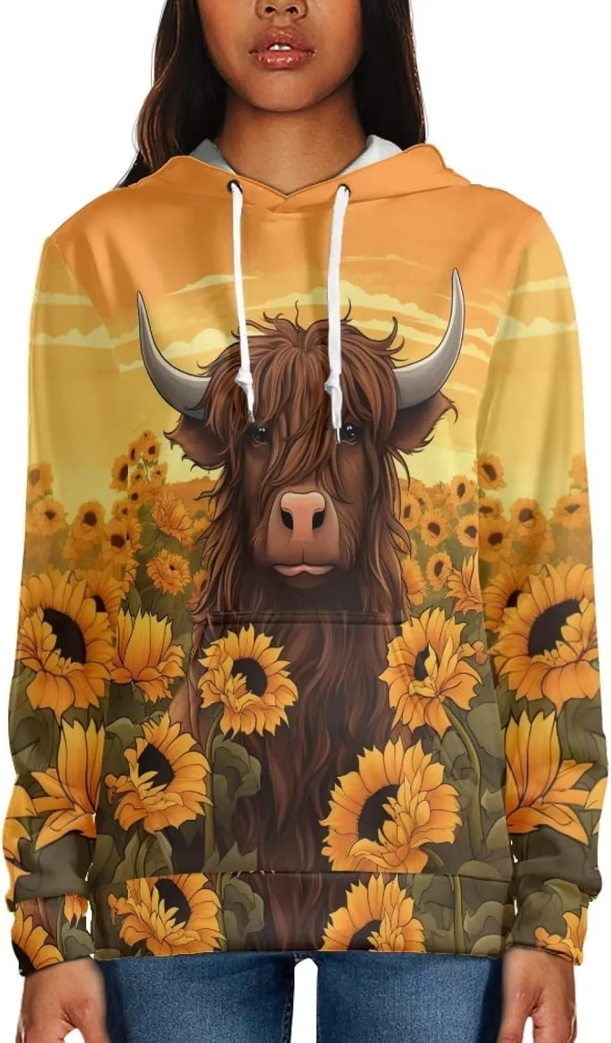 ZFRXIGN Womens Girls Hoodies Sweatshirts Long Sleeves Pullover Loose with Big Pockets